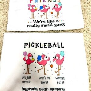 Pickleball Flamingo Towels set of 2 16x23